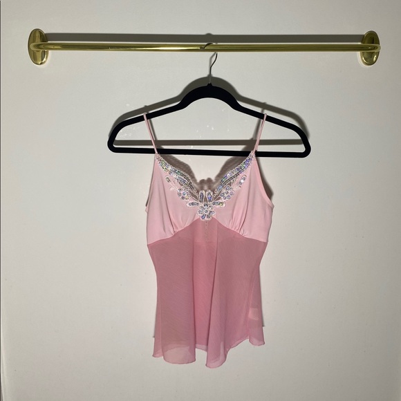 Light Pink Sheer and Beaded Camisole - Picture 2 of 4